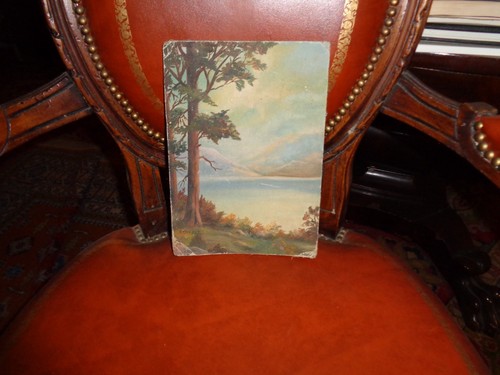 V.Poague: Lone Pine At The Lake: c1880, pintura al óleo/tablero: muy bien hecha-WOW - Imagen 5 de 12
