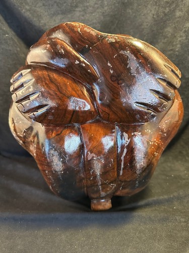 Carved Solid Hardwood Burlwood Weeping Buddha Sculpture 9.75 in. 14 lbs. - Picture 6 of 7