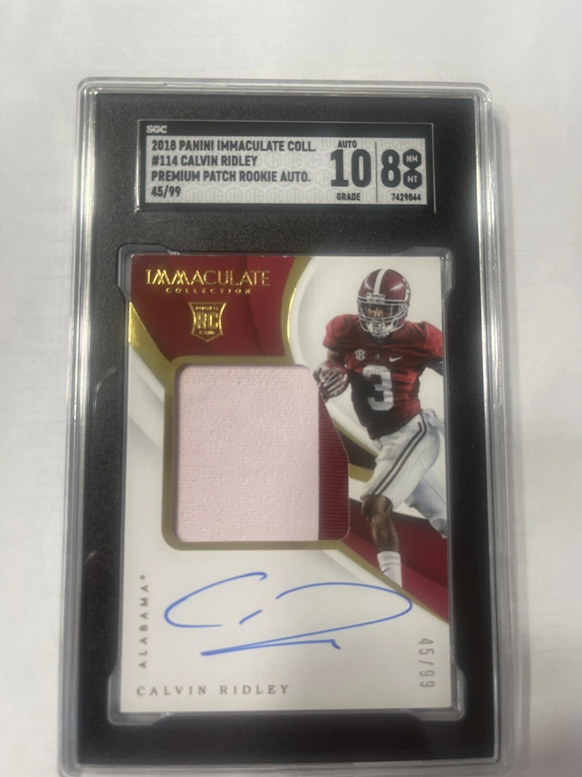 Calvin Ridley Panini Immaculate Collection Premium Patch Rookie Autograph #PRCR Base