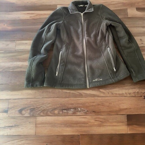 Eddie Bauer Womens Medium Full Zip Long Sleeve Fleece Jacket Black Pockets READ - Bild 1 von 8