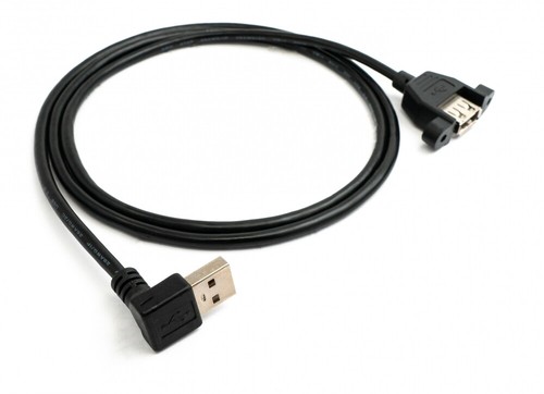 USB 2.0 Cable 100 CM Type a Socket To Plug Adapter Screw Angle, Black - Afbeelding 2 van 4