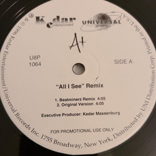 A+- All I See 12" PROMO Vinyl 1996 Kedar Universal Records VERY GOOD - Picture 3 of 6