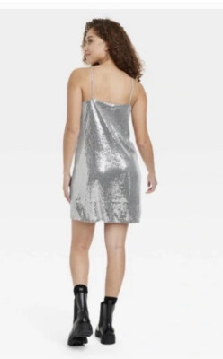 knee length dresses for ladies Silver Sequin Short Slip Dress Silver / S main image 0