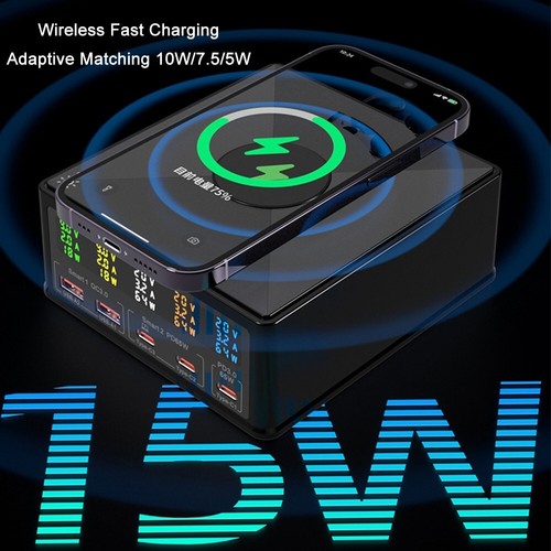 6-Port Fast Wireless Charger Station Multi USB Desktop Hub Wall Power Adapter - Picture 2 of 18