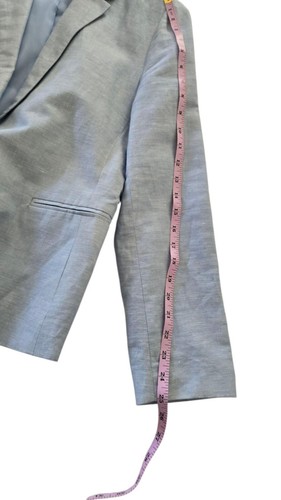 Chaqueta Blazer GAP Mujer Talla 12 Azul Claro Mezcla de Lino Preppy Light Academia - Imagen 6 de 14