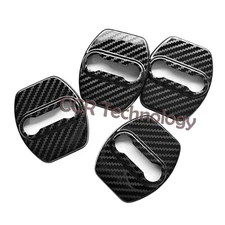4pcs Carbon Fiber Print Stainless Door Latch Striker Cover Fits 18-23 Stinger