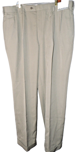 Braggi By Louis Raphael Mens Gabardine Pleated Cuffed Dress Pants Tan Sz 42/32 - Picture 4 of 12