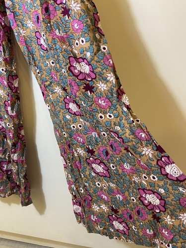 Anthropologie Raga Floral Sleeveless Jumpsuit Cinch Waist Womens Small Pink - Picture 6 of 11