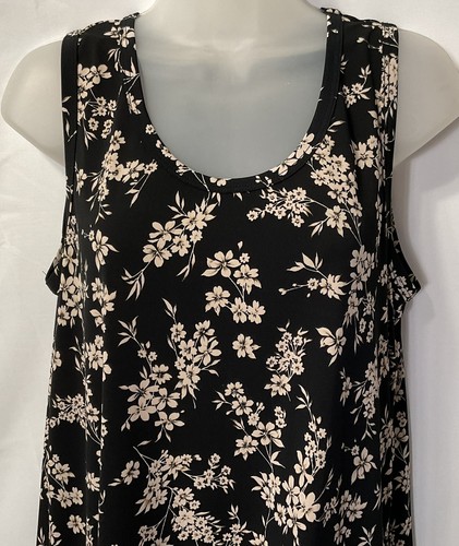 Karen Kane Sleeveless Blouse *Womens SZ L* Black/Ivory Floral - Picture 4 of 13