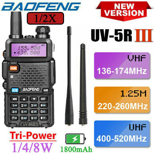 1/2PACK BAOFENG UV-5R III FM 8W TWO WAY RADIOS DUAL BAND HAM WALKIE TALKIE 128CH - Bild 1 von 42
