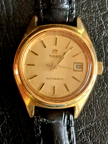 TISSOT VINTAGE USED GOLDPLATED WOMAN'S WRIST  AUTOMATIC WATCH LOT # 1