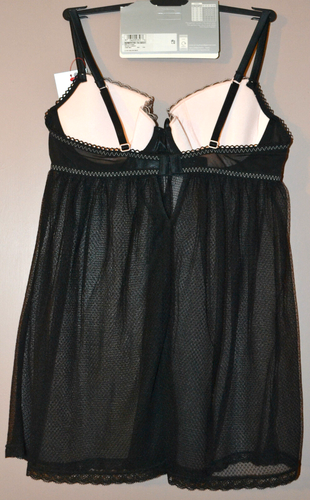 LADIES M&S BABYDOLL NIGHTWEAR SLEEVELESS SIZE 32D BLACK MIX - BNWT - Picture 3 of 3