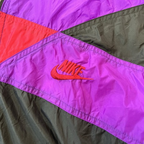Vintage Nike Windbreaker Jacke grau Etikett lila rot schwarz gefüttert Gr. L - Bild 5 von 7