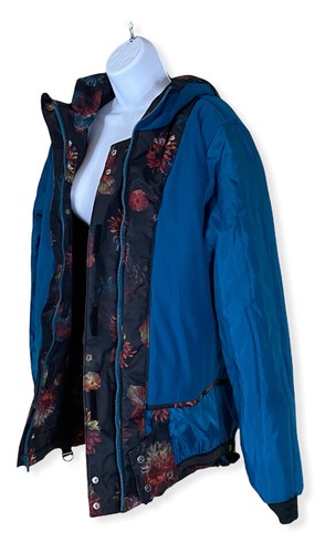 Aperture Jacket Sz M 10000 mm Waterproof Ski Snowboard Hooded Coat Black Floral - Picture 8 of 12