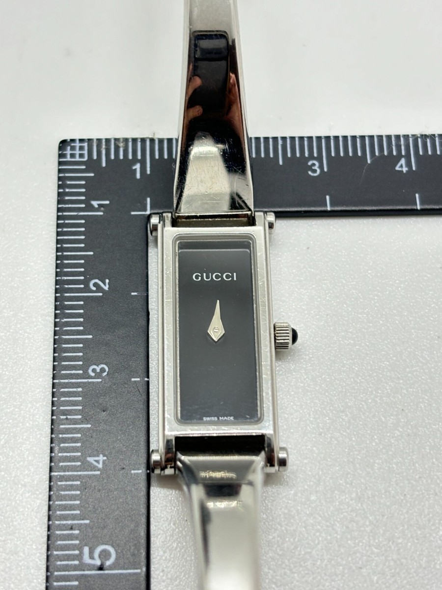 Exc+5 w/Box ] Gucci 1500L Watch Quartz Black Silver Ladies Used