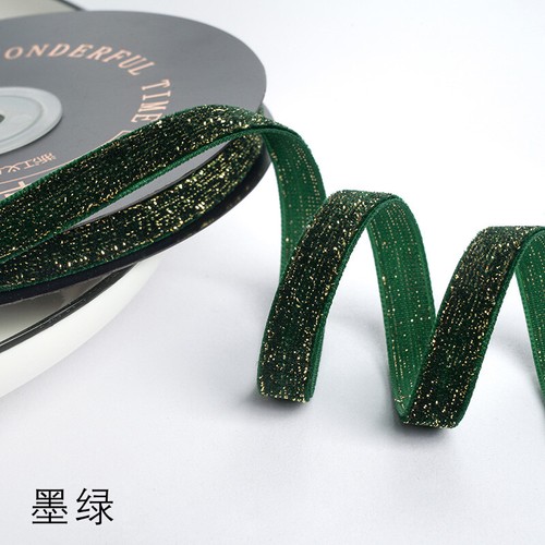 1cm Gold Silver Sparkle Glitter Velvet Ribbon Xmas Gift Decor 5 Yards Reel - Picture 11 of 34