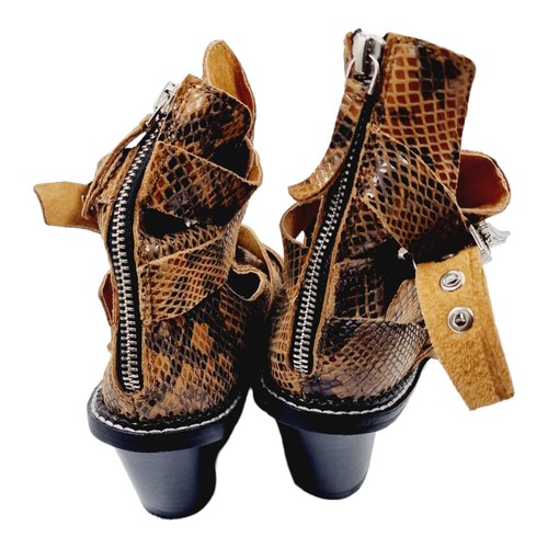 Cowboy BOOTS SNAKE LEATHER BUCKLE WESTERN BOOT UK 4 Topshop - Picture 5 of 6