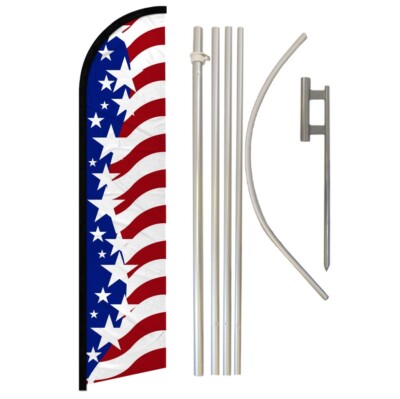 Star Spangled USA Windless Banner Swooper Advertising Flag Pole Kit  USA Flag