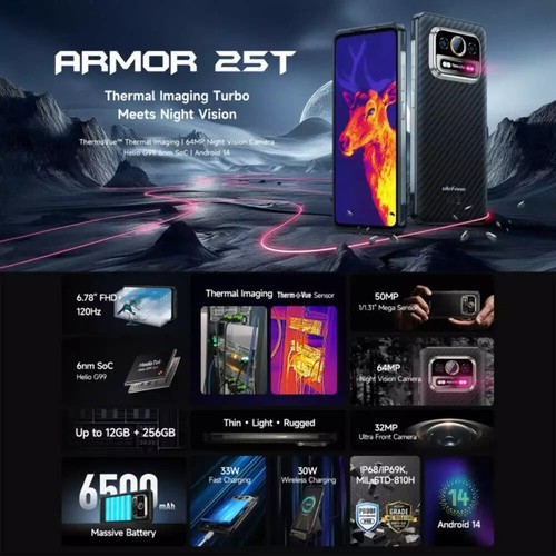 Ulefone phone Armor 25T Thermal Imager camera 12GB +256GB ROM NFC 33W NFC - Picture 11 of 22