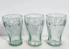 Vintage Indiana Glass Mini Coca Cola Classic Embossed Bottle Shape Style Glasses