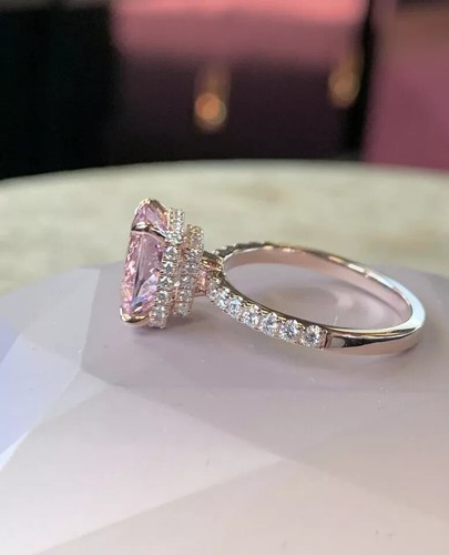 2.40Ct Oval Cut Natural Morganite Solitaire Women's Ring 14K Rose Gold Plated - Picture 6 of 7