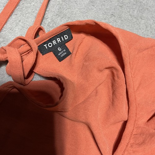 Torrid Top Womens 6X Orange Back Tie Short Sleeve Top - Picture 7 of 9