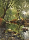 Forest Stream Landscape Oil painting Giclee Art Printed on canvas