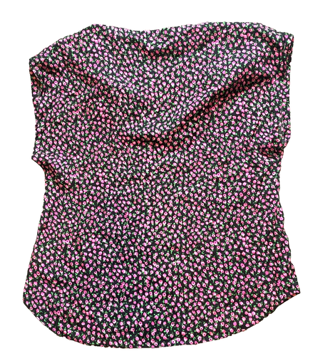 Rebecca Taylor Shirt Womens 8 Medium Black Pink AOP Flower Boho Oversized Silk - Picture 5 of 8
