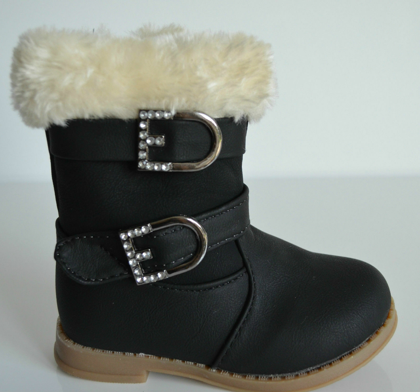 Kinderschuhe Mädchen Schuhe Boots Warm gefüttert Winterschuhe Schwarz Gr19-22