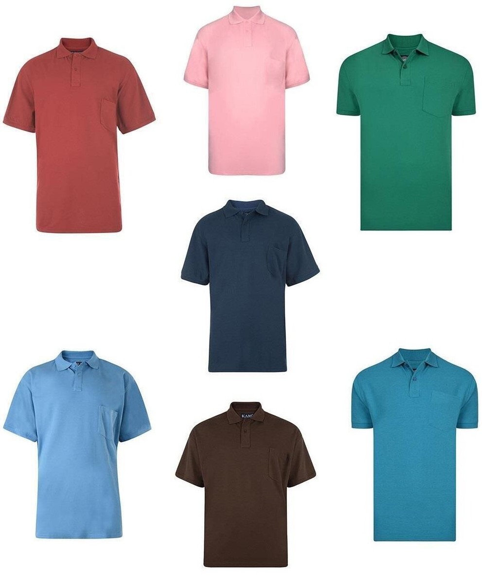 Kam Hombre Talla Grande Polialgodón Llano Polo Pique con Bolsillo (501) 2XLA