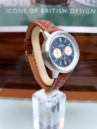 Nuevo reloj ROTARY para hombre cuero marrón tostado WR 100 m, precio de venta sugerido por el fabricante 250 GBP regalo para él - Imagen 12 de 23