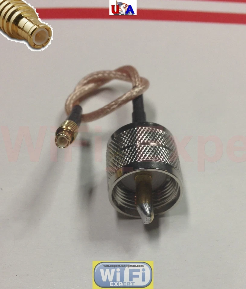 UHF Male PL259 to MCX M/F STRAIGHT ANGLED RF pigtail Cable COAX RG316 4-20inch - Image 2 of 4