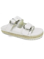 AQUA Womens White Kai Round Toe Platform Slip On Leather Espadrille Shoes 8.5 M