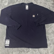 Carhartt FR Mens XL T-Shirt Tee Long Sleeve Navy Blue NFPA 2112 8.9 ATPV
