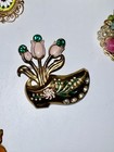 Vintage Jewelry Lot  Art  Nouveau Floral Necklace Micro Mosaic Earrings Heliotro — photo 6