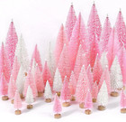 30Pcs Mini Christmas Trees Artificial Bottle Brush Trees with Wooden Base Christ
