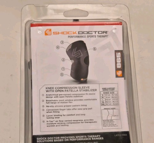Shock Doctor Black Knee Compression Sleeve Size XXL 38.7cm - 41.3cm knee - Picture 2 of 2