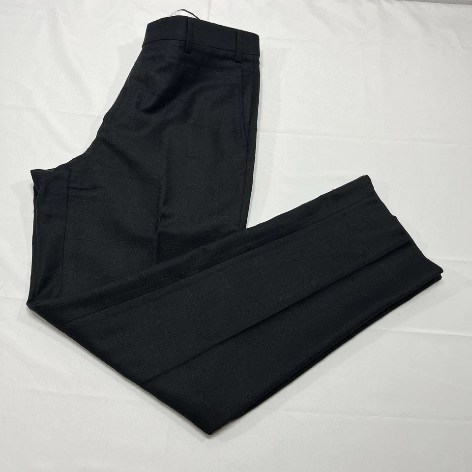 "Pantalones de vestir Zanella Devon gris oscuro mezcla de lana a cuadros frente plano 36x32""" Foto 3 de 4