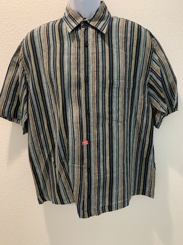 Bugatchi Uomo Mens M Shirt Short Sleeve Button Down Collar Pocket Linen (B311) - Picture 1 of 6