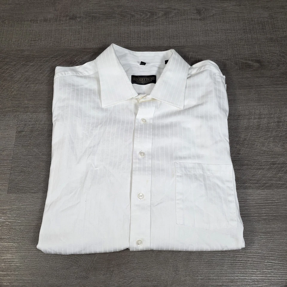 Camisa Donald J. Trump Colección Signature Para Hombre 18.5 34/35 Grande Blanca Clásica Foto 2 de 4
