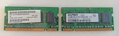 ELPIDA 2 MODULI MEMORIA RAM 512MB 2Rx16 PC2-4200S-444 DDR2 EBE52UD6AFSA-5C-E