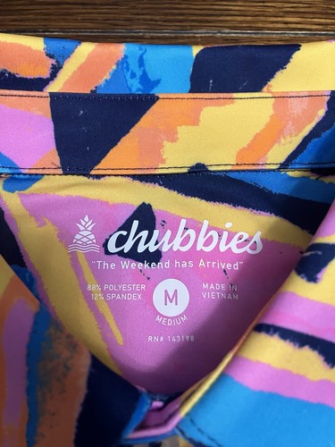 Chubbies Polo Shirt Mens M Orange Leaf Performance New Exploding Nacho Print NWT - Picture 3 of 4
