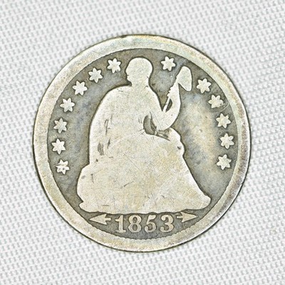 1853 Seated Liberty Half Dime With Arrows Variety 3 - Nice Circulated, No Holes 