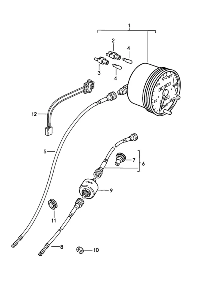 Arnés de cableado extremos de cable tablero cuadro de instrumentos calibre Porsche 944 principios 82-85 Foto 4 de 4