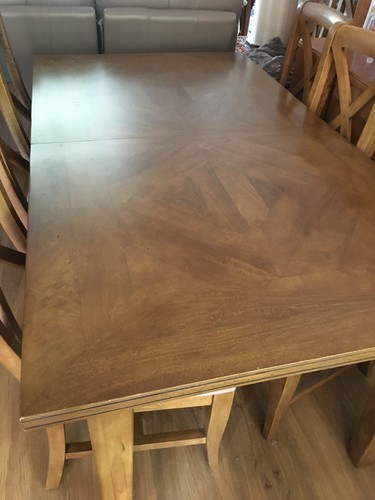 MANGO WOOD DINING TABLE AND EIGHT CHAIRS - Picture 11 of 12