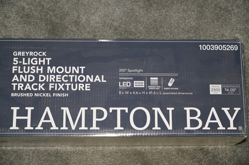 New! Hampton Bay Greyrock 4-Light Brushed NickelLED Fixed Track Light Kit - Picture 3 of 4