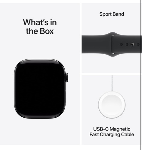 Apple Watch Series 10 (GPS) 46MM - Black Aluminum Case & Black Sport Band - New - Zdjęcie 4 z 6