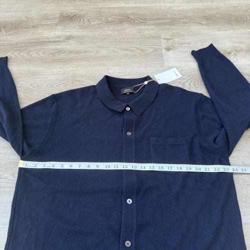 NEU Quitte mongolischer Kaschmir Button-Down Pullover Herren XL Pullover marineblau neu mit Etikett $ 198 - Bild 7 von 11