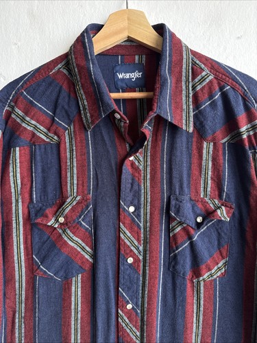 Vintage Wrangler 90er Y2K Perlen Druckknopf Langarm gestreiftes Hemd Herren Größe 2XT - Bild 3 von 7
