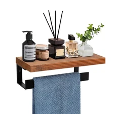 Hand Towel Holder/Towel Ring with Wooden Shelf, Hand Towel Rack, Hand Towel H...